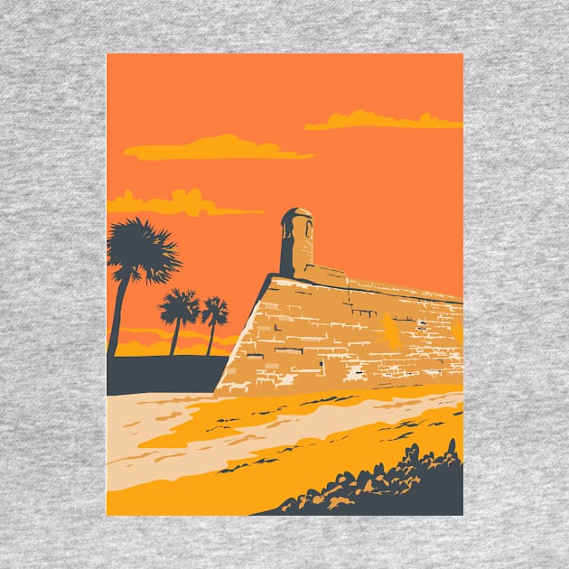 Fort Marion in St Augustine Florida USA WPA Poster Art by patrimonio